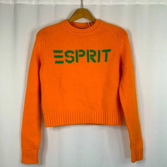 Esprit Orange Crew Neck Pullover Sweater- NWT - Picture 9 of 14